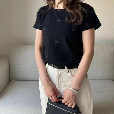 Heart basic t-shirts(Black)