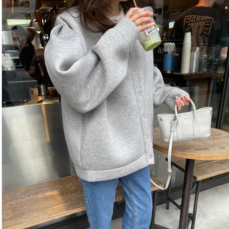 Puff sleeve sweat cardigan(Gray)