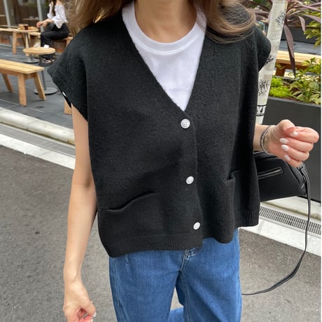 Wide cocoon vest(Black)