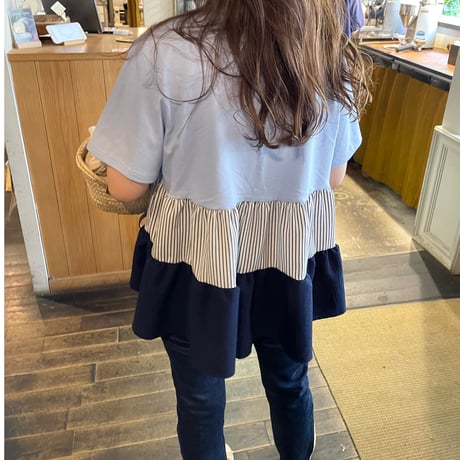 Teard stripe frill tops (Blue)