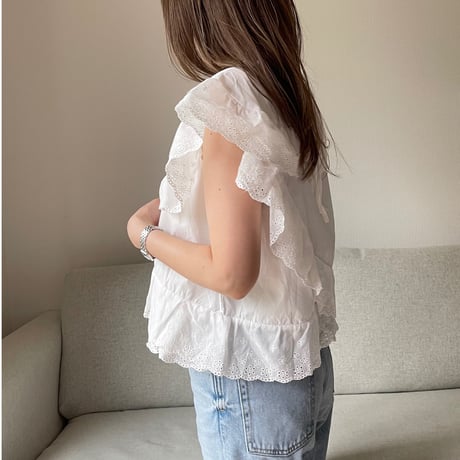 Sailor lace blouse(White)