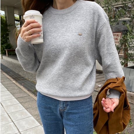 Gold plate basic knit(Light gray)