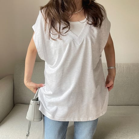 V-neck sweat vest(Light gray)