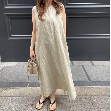 Stripe tuck onepiece(Beige)