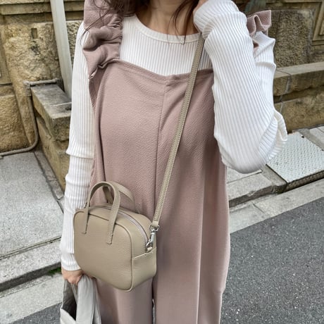 Leather mini square bag(Greige)