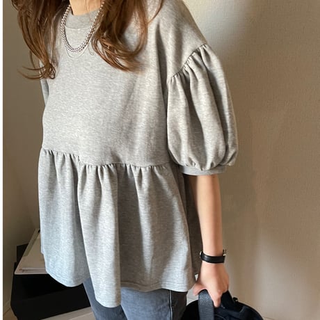Balloon half sleeve pullover (Gray)