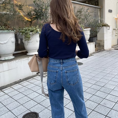 2way waffle tops(Navy)