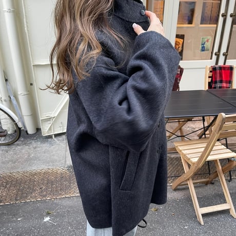 【Hand made】Wool100% Over coat(Black)