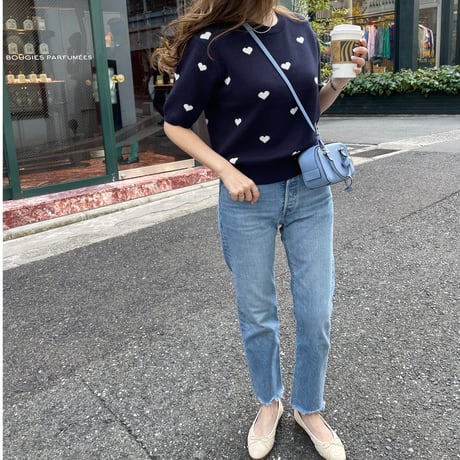 Heart knit(Navy)