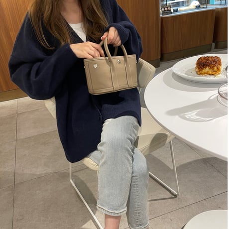 Leather mini tote bag(Greige)