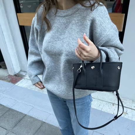 Wool blend crew neck knit(Gray)