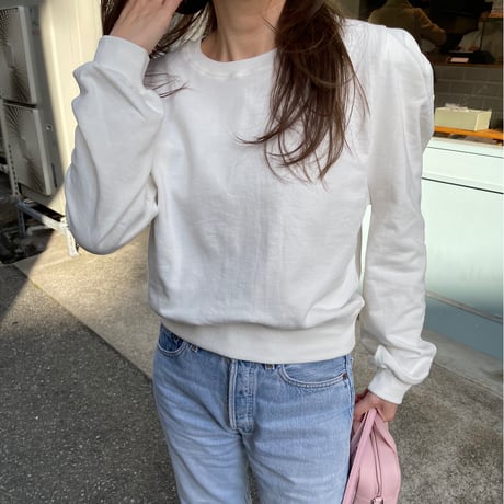 Puff sleeve sweatshirts(White)