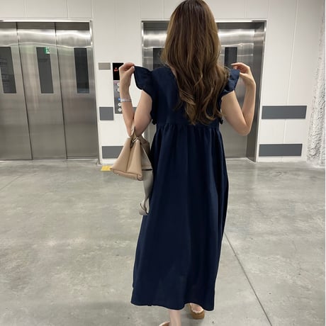 Sholder frill long onepiece
