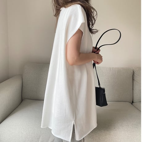 Cutoff sweat mini onepiece(White)