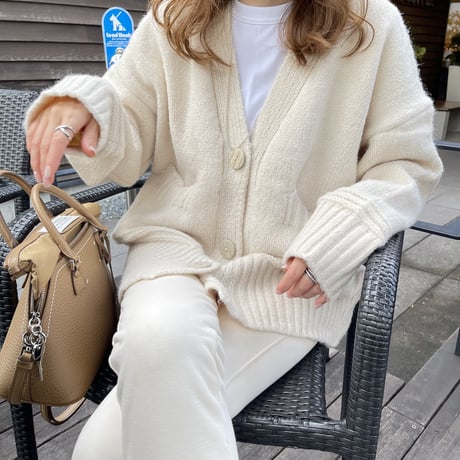 Over size pocket cardigan (Ivory)