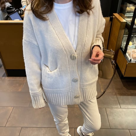 Over size pocket cardigan (Ivory)