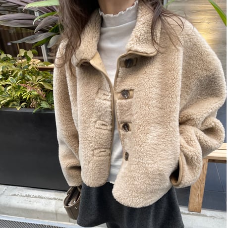 Boa cocoon sleeve jacket(Camel)