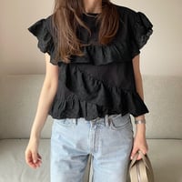 Sailor lace blouse(Black)