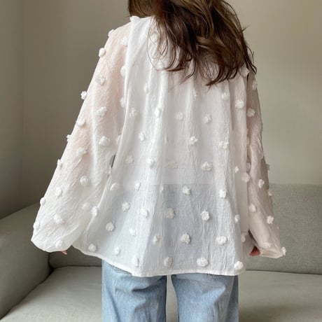 Sheer dot blouse(White)