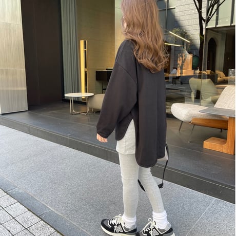 Sideslit long t-shirts(Black)