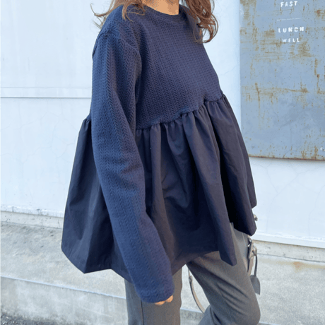 Volume flare pullover (Navy)