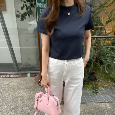 Heart plate t-shirts(Navy)