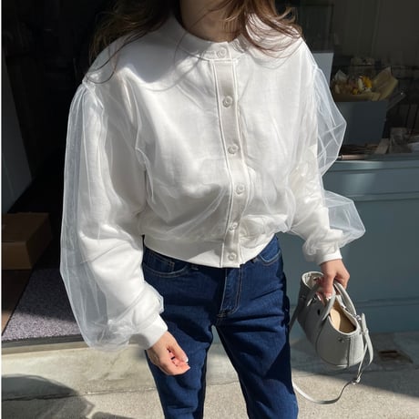Chiffon cardigan(White)