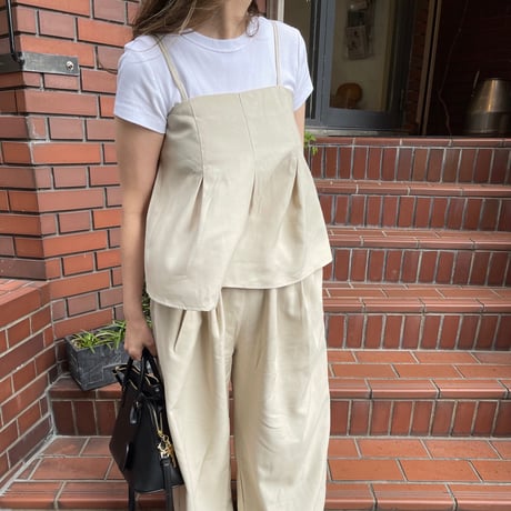 Flare camisole setup(Beige)