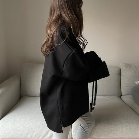 Side cut box pullover(Black)
