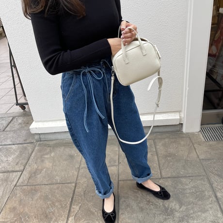 Leather mini square bag(Ivory)