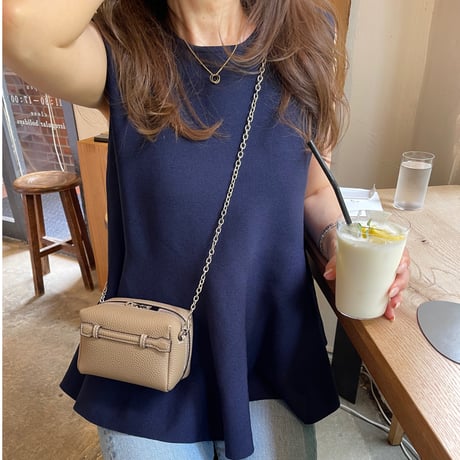 Leather mini pochette(Greige)