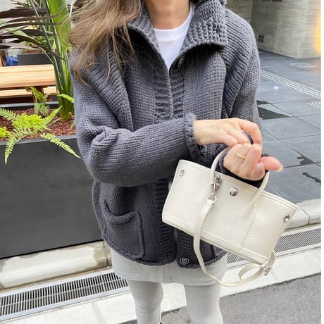 Leather mini tote bag(Ivory)