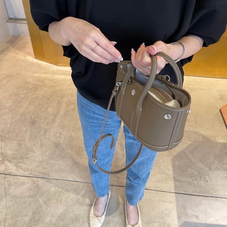 Leather mini tote bag(toupe)