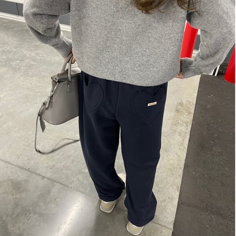 Heart pocket sweat pants(Navy)
