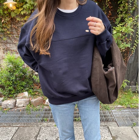 Plate wide sweat(Navy)