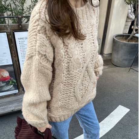 Low gauge volume knit(Beige)