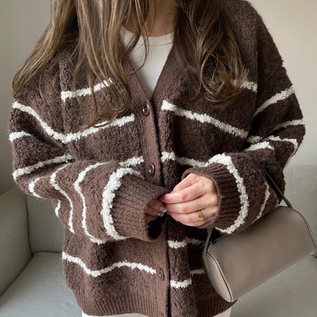 Boa wool boader cardigan(Brown)