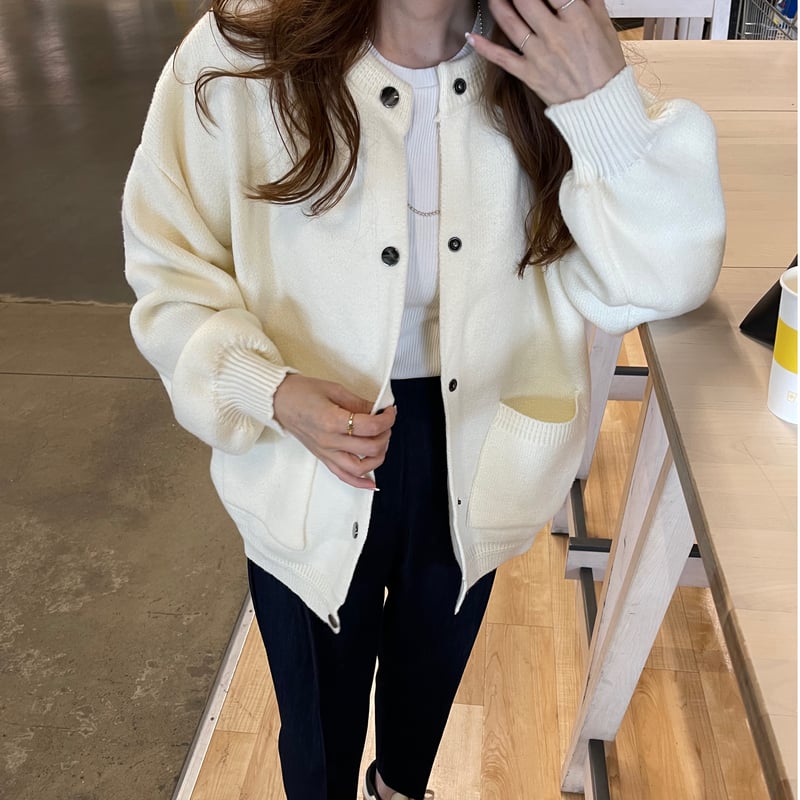 Double pocket cardigan (Ivory) | K