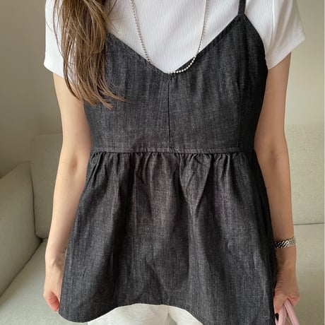 Denim flare camisole(Black)