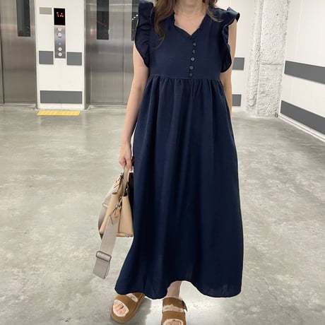 Sholder frill long onepiece