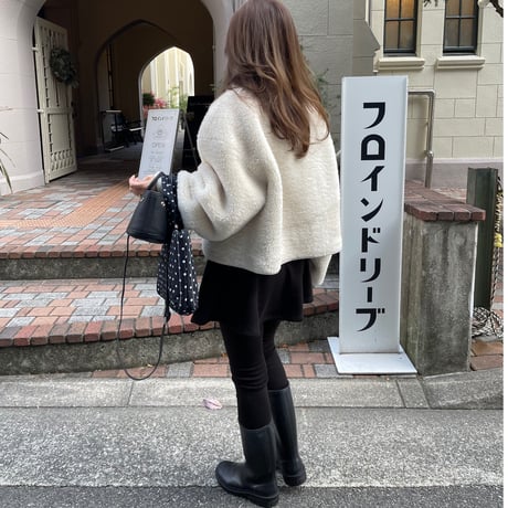 Boa cocoon sleeve jacket(Ivory)