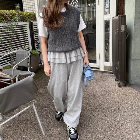 Frill sweat pants(Gray)