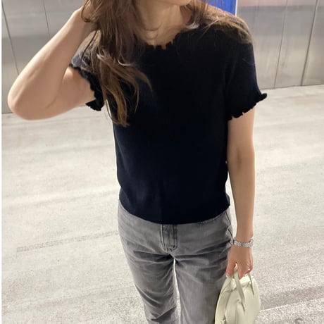 Mellow piping half knit(Black)
