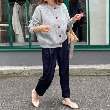 Heart button cardigan(Gray)