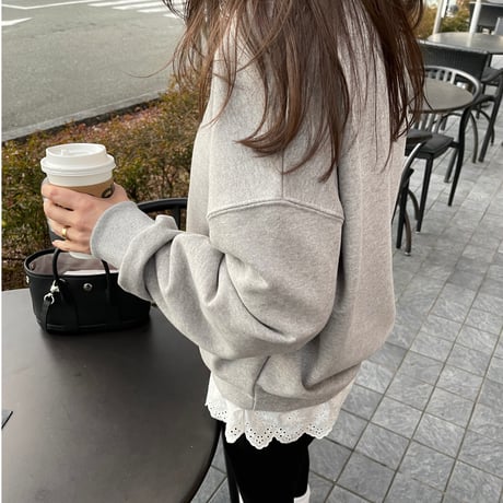 Layered lace sweat(Gray)