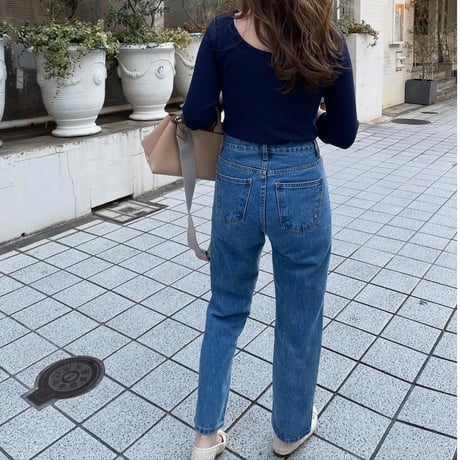 High-waist taperd denim(Blue)