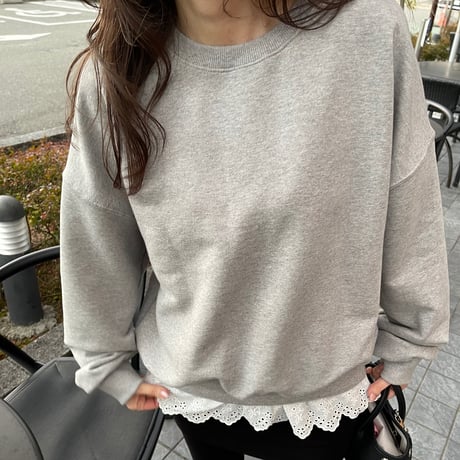 Layered lace sweat(Gray)