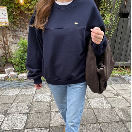 Plate wide sweat(Navy)