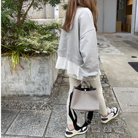 Cotton lace layered sweat(Gray)