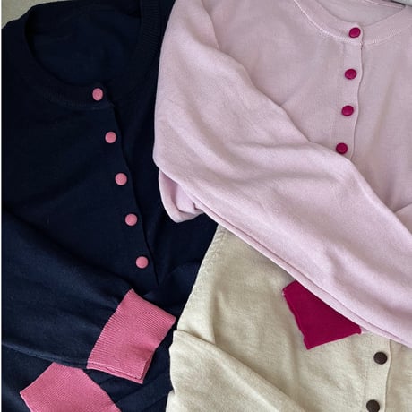 Bicolor cardigan(Navy)